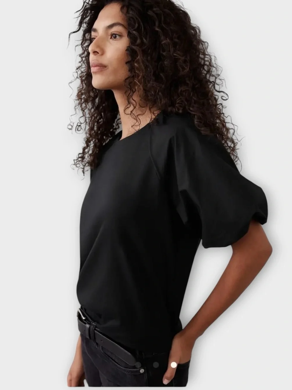Banana Republic Black Puff Sleeve Blouse Top XS